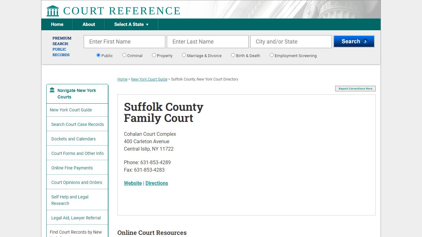 Suffolk County Family Court - Court Records Directory